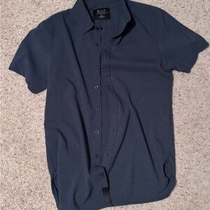 BYLT Basics Vista Navy Casual Button Down Short Sleeve Shirt
